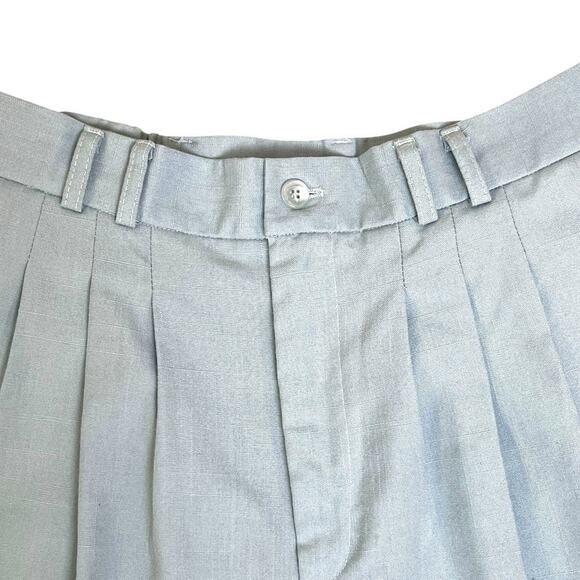 Vintage EHL Shorts Womens Size 14 High Waisted Pleated Blue Poly Rayon 8" Inseam - Picture 4 of 12